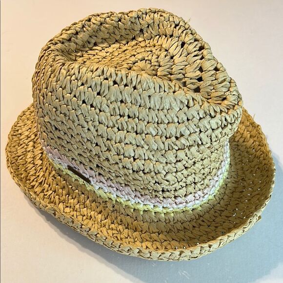 BILLABONG Paper Straw Hat Pastel Stripes Pink White Yellow Cowboy Sun Festival - Picture 1 of 12